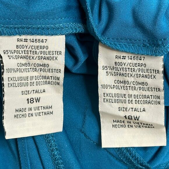 NWT Maya Brooke Teal Tiered Sequin 2 Piece Jacket Dress Set Womens Plus Size 18W - Picture 11 of 12